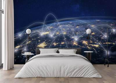 global network concept, information technology and telecommunication, planet Earth from space, business communication worldwide, original image furnished by NASA Wall mural