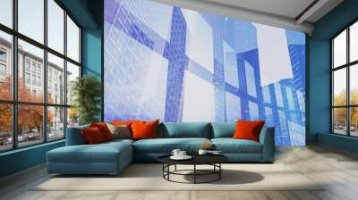 high tech business background with double exposure, innovation and modern technology Wall mural