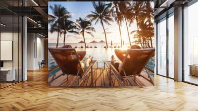 luxury travel, romantic beach getaway holidays for honeymoon couple, tropical vacation in luxurious hotel Wall mural