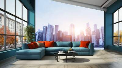 modern city, beautiful office business buildings, urban background Wall mural