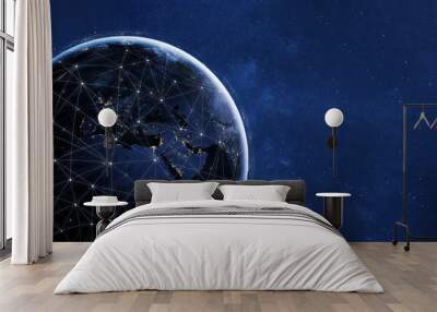 network technology and communication concept, planet Earth from space, original image furnished by NASA Wall mural