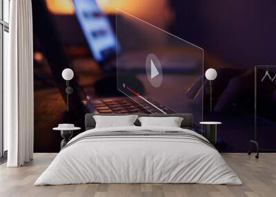 streaming online, watching video on internet, live concert, show or tutorial Wall mural