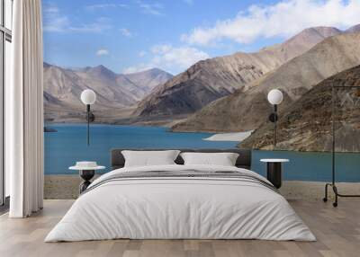 Landscape of Mountain and Lake around Muztagh Ata and Karakuli Lake, Pamir Mountains, Kasgar, Xinjiang, China Wall mural