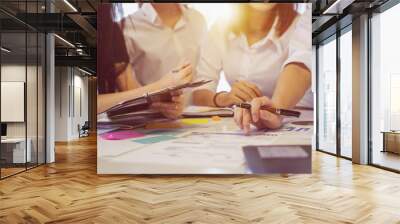 Start up teamwork diversity and Inclusion concept : Business Team Coworker working planning with colleague in office	 Wall mural