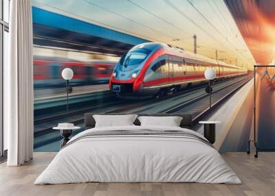 a high-speed train cutting through the air with its sleek aerodynamic design, minimizing drag and maximizing efficiency. --ar 16:9 --style raw Job ID: 1b1af267-905a-4eba-a097-5f07efb560c7 Wall mural