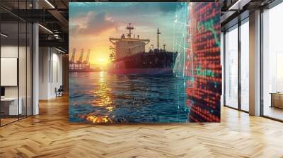 Illustrate a scene of cybersecurity experts conducting vulnerability assessments and implementing robust defenses to safeguard critical systems onboard ships and at port facilities  Wall mural