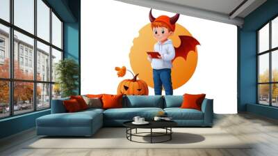 Little devil, mischievous child. Wall mural