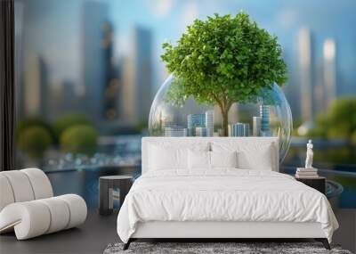 Smart city with eco-friendly architecture Wall mural