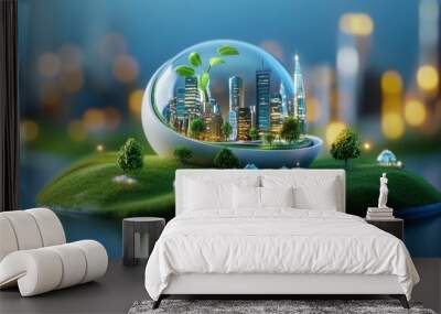 Tax policies driving climate action, cities transforming into green utopias Wall mural