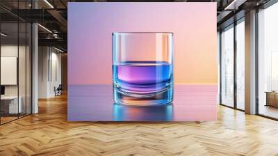 Water glass with a gradient effect, blending from deep purple at the base to clear at the top, Wall mural