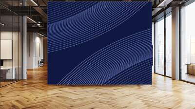 Dark blue abstract background, vector waves of flowing particles, curved lines of moving dots, technology and science theme, airy and easy futuristic.vector Wall mural