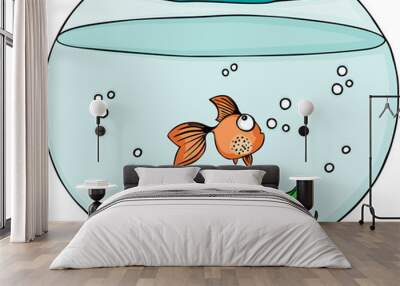 Orange fish in globe aquarium Wall mural