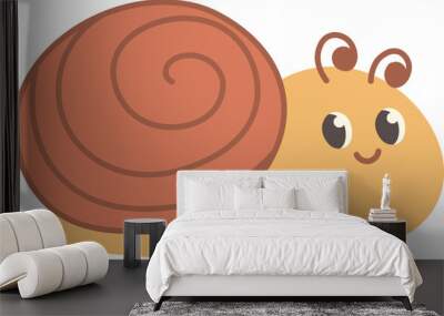 Cute little snail in cartoon style. Vector illustration with transparent background Wall mural