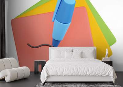 PNG 3D sticky note icon isolated on a white background Wall mural