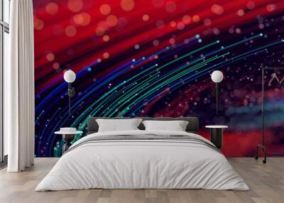 Abstract colorful technology lines big data flow Wall mural