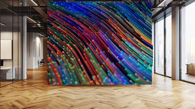 Abstract colorful technology lines big data flow Wall mural