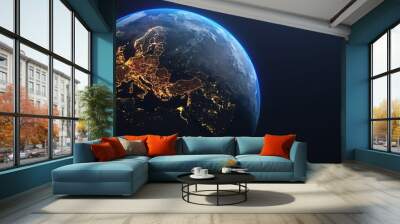 Planet Earth from Space EU Europe Countries highlighted, elements of this image courtesy of NASA Wall mural