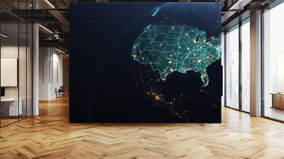 Planet Earth from Space USA, United States highlighted state border and counties animation, elements of this image courtesy of NASA Wall mural