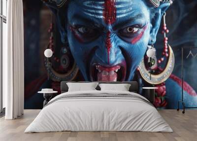 a person as angry goddess kali Wall mural