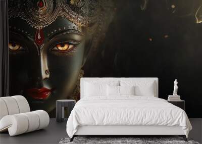 indian goddess durga black illuminated image Wall mural