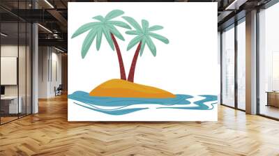 Desert island isolated icon, traveling and summer vacation Wall mural