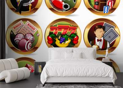 eps8 vector casino or gambling icons set Wall mural