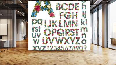 Floral alphabet. Vector isolated illustration on white background. Wall mural