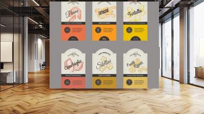 italian pasta label design set, template packaging Wall mural