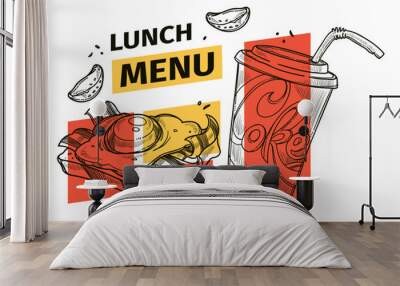 Lunch menu, bistro or street food restaurants Wall mural