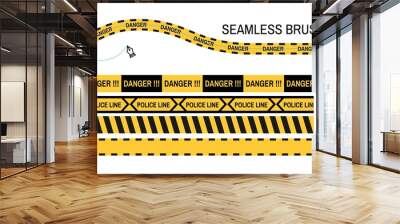 Police yellow tape danger caution seamless brush Wall mural