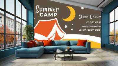 Summer camp, business or visiting card vector Wall mural