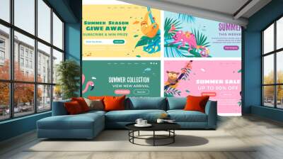 Web banner design set with summer sale offer Wall mural