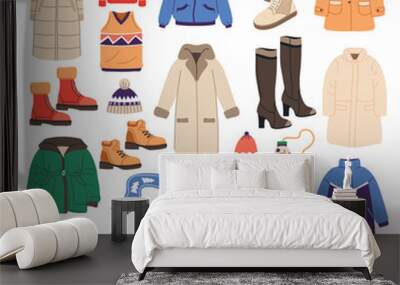 Winter clothing, clothing for cold winter season Wall mural