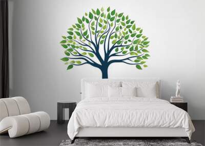 The logo design with a tree object represents growth, sustainability and environmental balance Wall mural