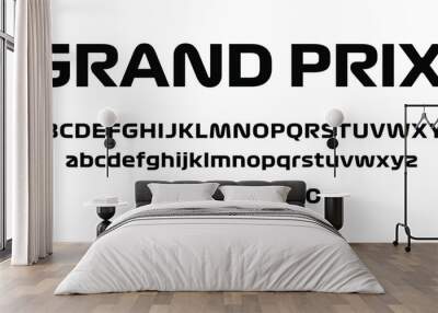 Sport Modern Formula grand prix race Italic Alphabet Font icon logo sign symbol Typography urban style fonts technology digital movie graphic design vector illustration black white background Wall mural