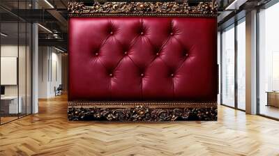   A gold frame with a red leather upholstered in the middle is a gold frame with a red leather-upholstered middle Wall mural