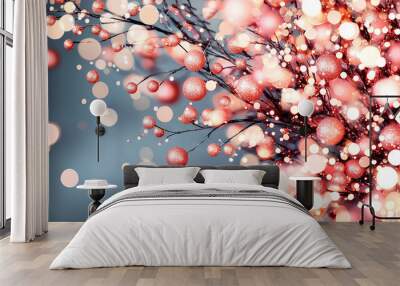    a red ball tree with a blue sky as the backdrop Wall mural