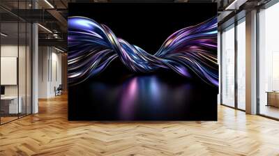  A two-sided abstract design, consisting of a black background with purple and blue elements on both sides Wall mural