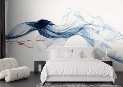  A white background featuring a blue smoke bird with a red line on its left side Wall mural