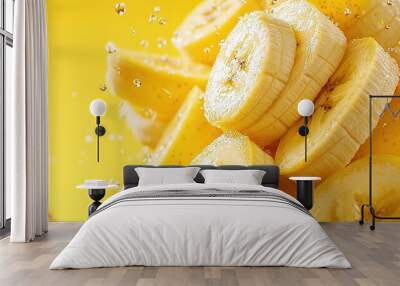   Bananas on yellow countertop Wall mural