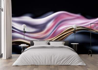   Black background with wavy design in close-up and gold line in center Wall mural