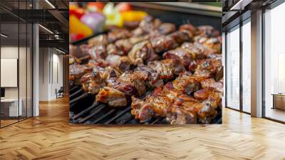 BBQ food party summer grilling meat in the afternoon of weekend happy party.  Wall mural