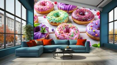 DECORATED COLORFUL DONUTS Wall mural