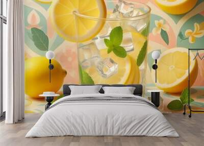 FRESH DRINK WITH LEMON ICE MINT Wall mural