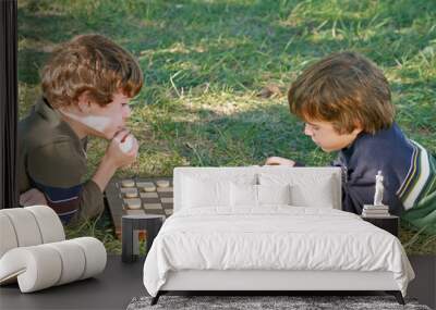 Boys Playing Checkers Wall mural