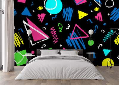 Dark seamless geometric pattern Wall mural