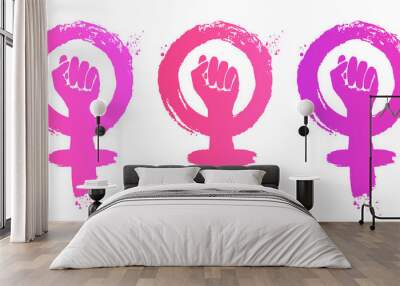 Vector collection of Feminism symbol Wall mural