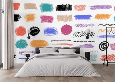 Vector collection of hand drawn colorful brush strokes, grunge banners and doodles Wall mural