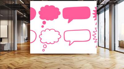 Vector set of isolated pink comics speech bubbles hand drawn banners Wall mural