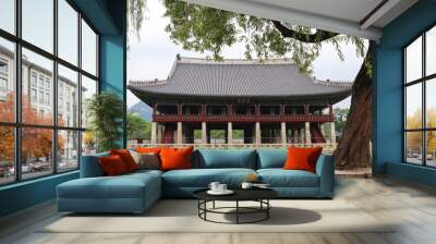 The elegant view of Gyeonghoeru seen across the lake.호수너머로 보이는 경회루의 우아한 경관 Wall mural